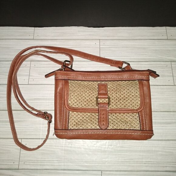 BOC Born Concept Faux Leather Shoulder Purse Handbag in Brown & Beige - Picture 2 of 10